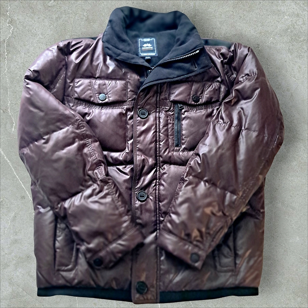 Bodiseng Lux Goose Down Jacket Unisex Small Merlot/Black EUC